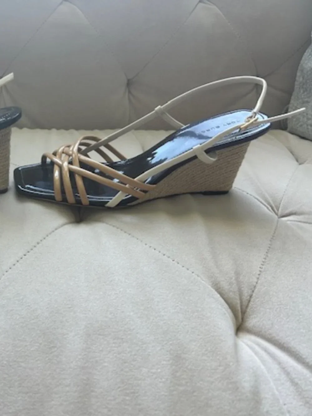 Tory Burch Multi-Strap Wedge Sandals Buckle Women's Cantucci Size US8.5M EU39